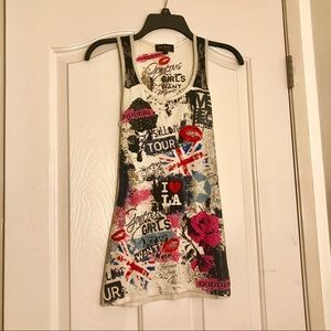 VO Jeans Rocker Tank Shirt Small Sparkle Sequin S